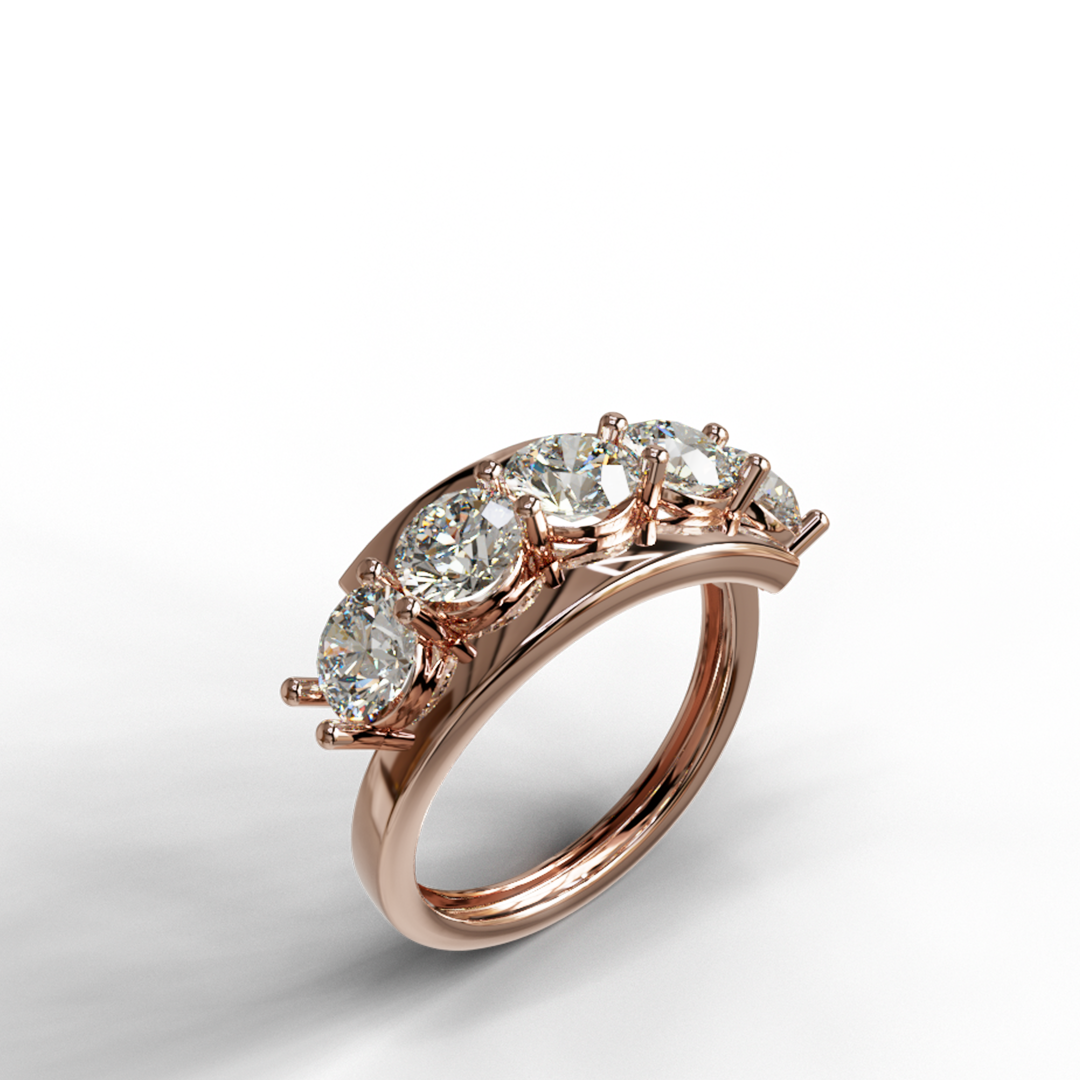 Five Stone 35 Pointers Diamond Ring