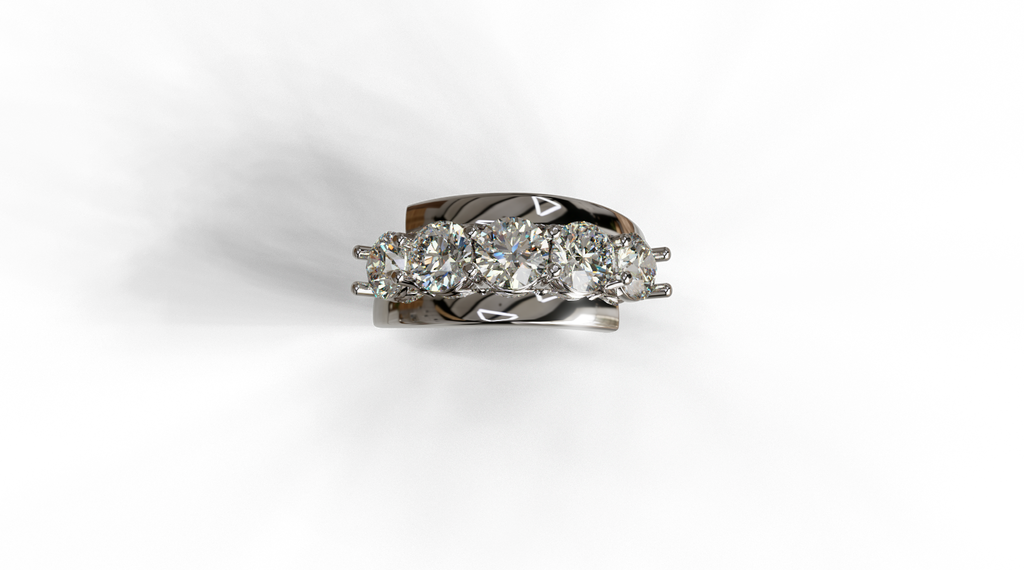 Five Stone 35 Pointers Diamond Ring