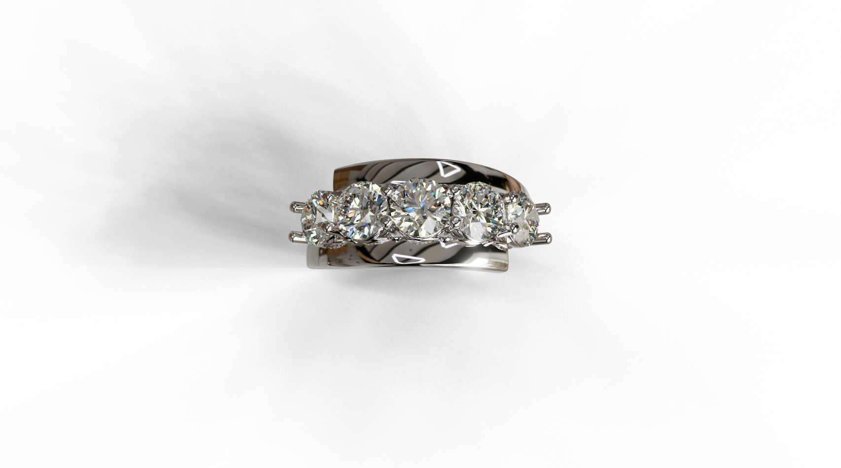 Five Stone 35 Pointers Diamond Ring