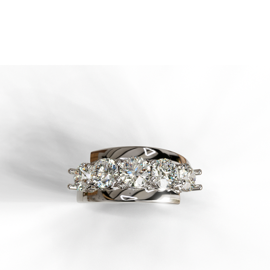 Five Stone 35 Pointers Diamond Ring