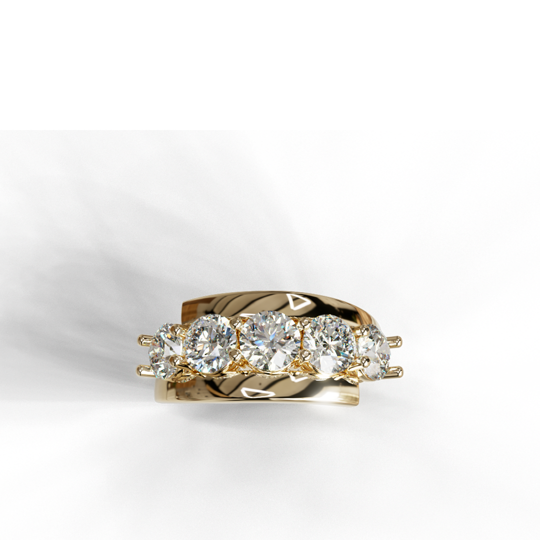 Five Stone 35 Pointers Diamond Ring