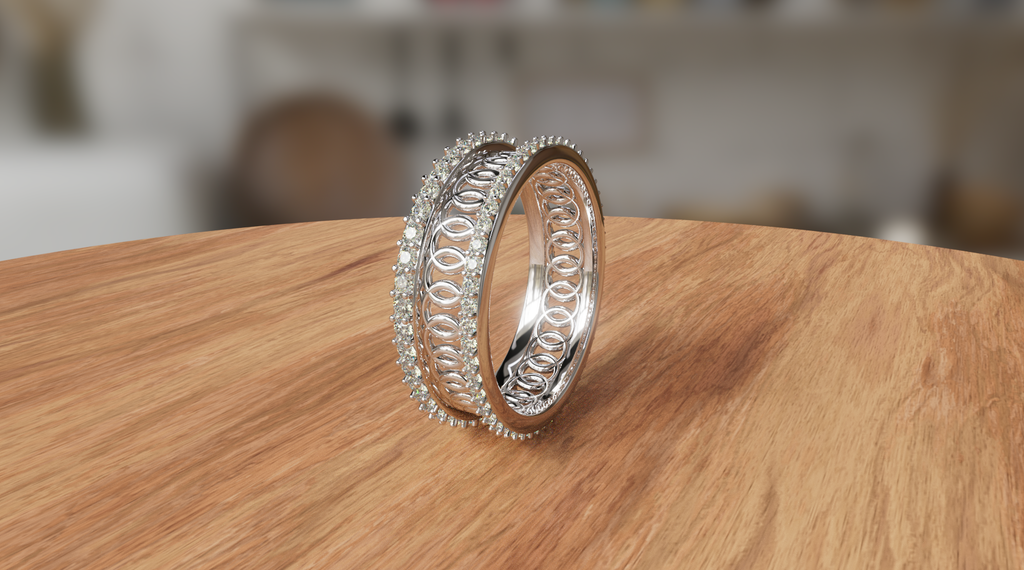 Double Row Filigree Diamond Eternity Band