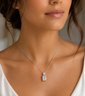 3ct Emerald and Half carat Round Diamond Dangle Pendant