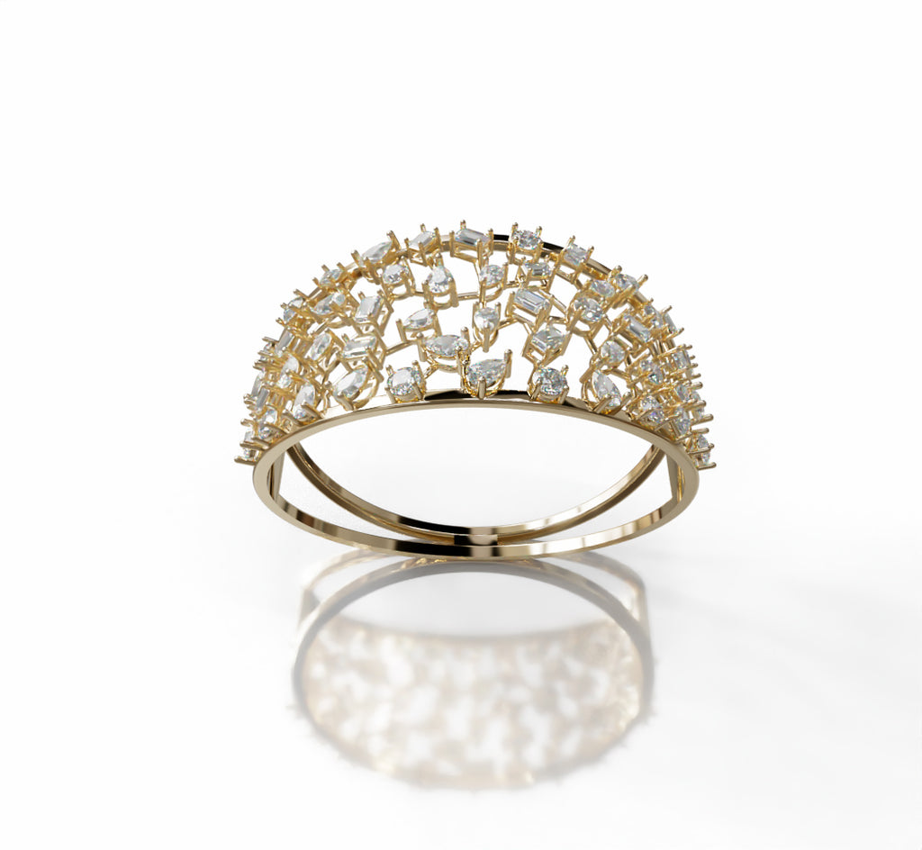 Fancy Shapes Cluster Split Diamond Bangle