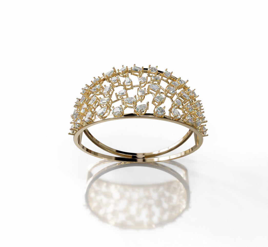 Fancy Shapes Cluster Split Diamond Bangle