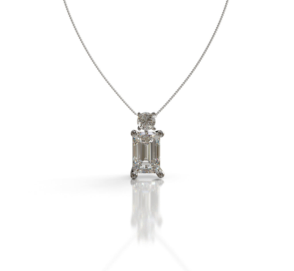 3ct Emerald and Half carat Round Diamond Dangle Pendant image 0