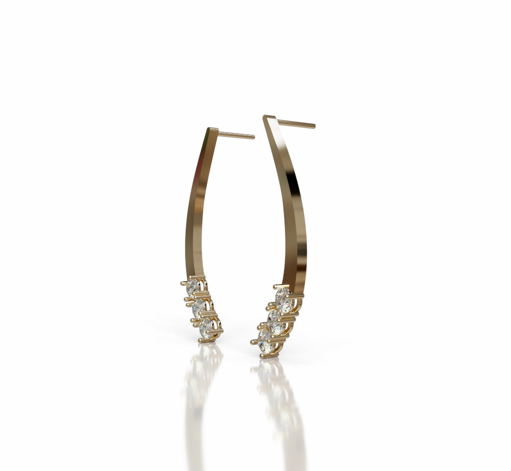 Solid Curved Diamond Dangle Earring image 2