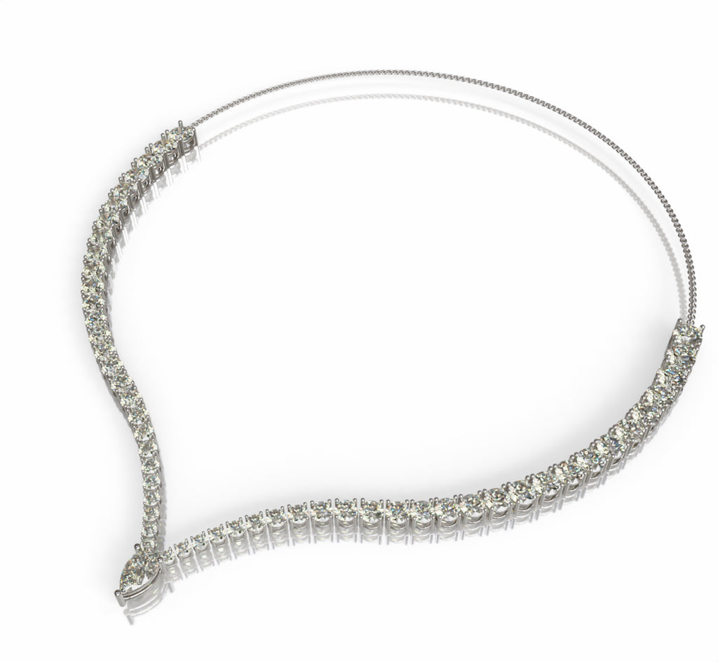 V Shape with Pear Diamond Necklace image 9