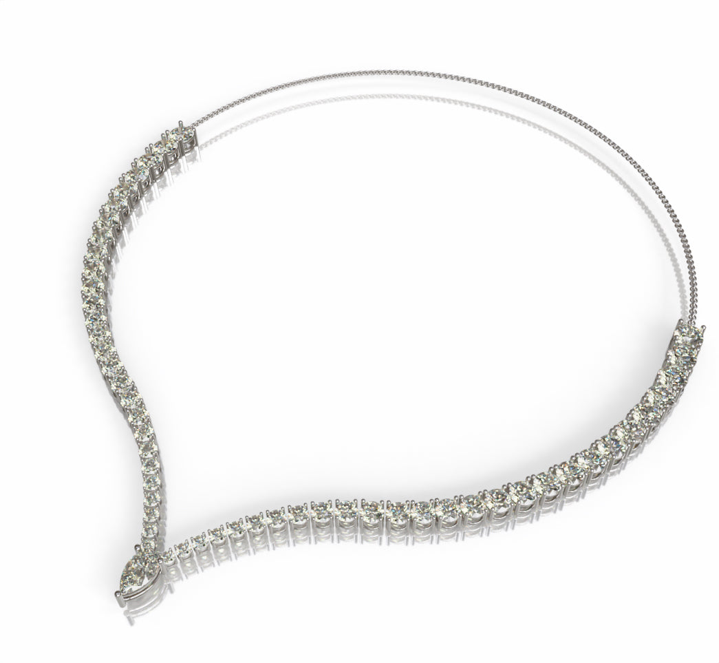 V Shape with Pear Diamond Necklace image 9