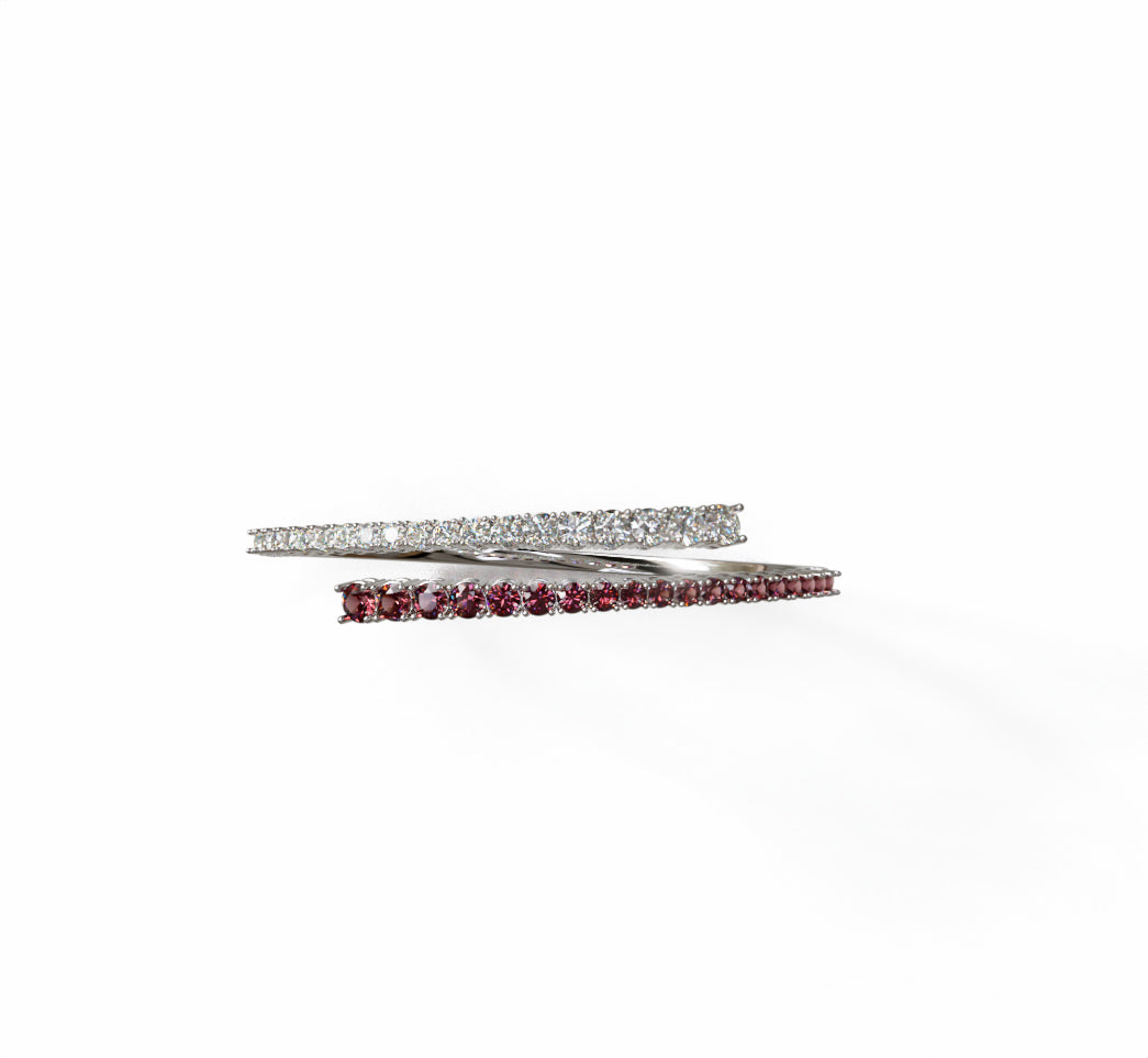 Single Row Wrap Garnet and Diamond Bangle image 13