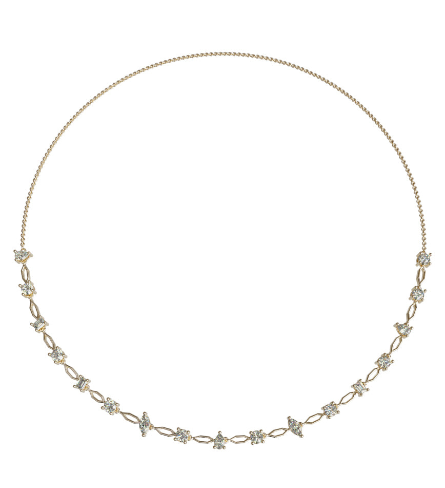 Fancy Link Diamond Necklace 16" image 2