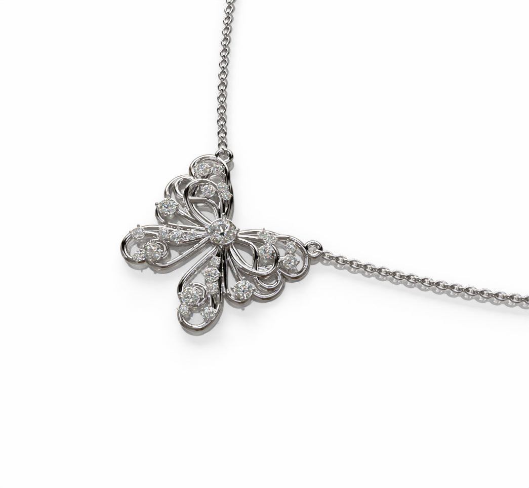 Butterfly Flower Fancy Diamond Pendant image 2