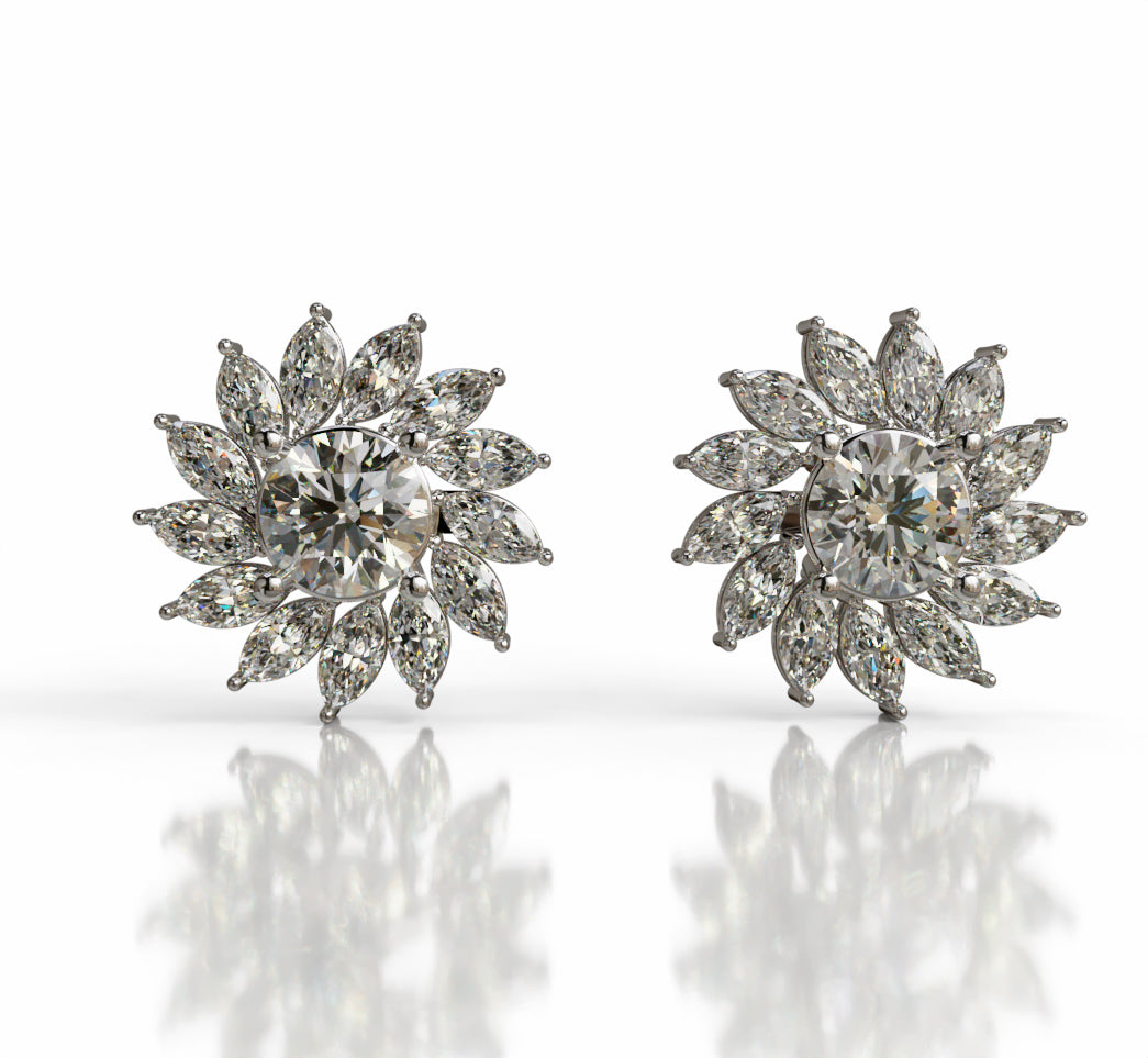 Sunflower Diamond Earring image 1