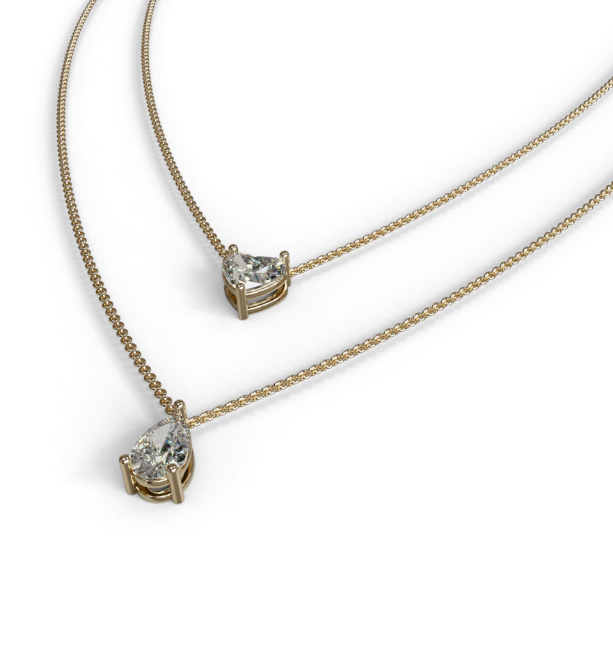 Double Row Heart & Pear Shape Diamond Necklace image 3