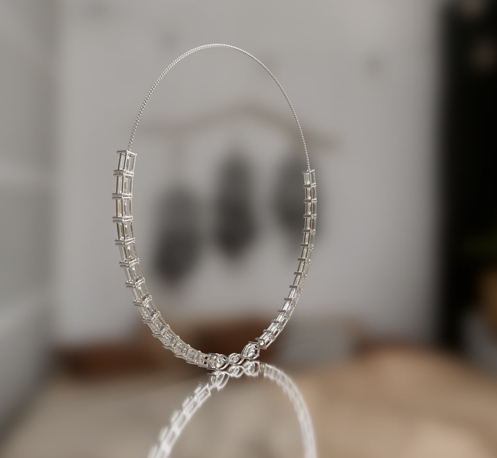 Emerald Tennis with Pear & Marquise Diamond Necklace image 6