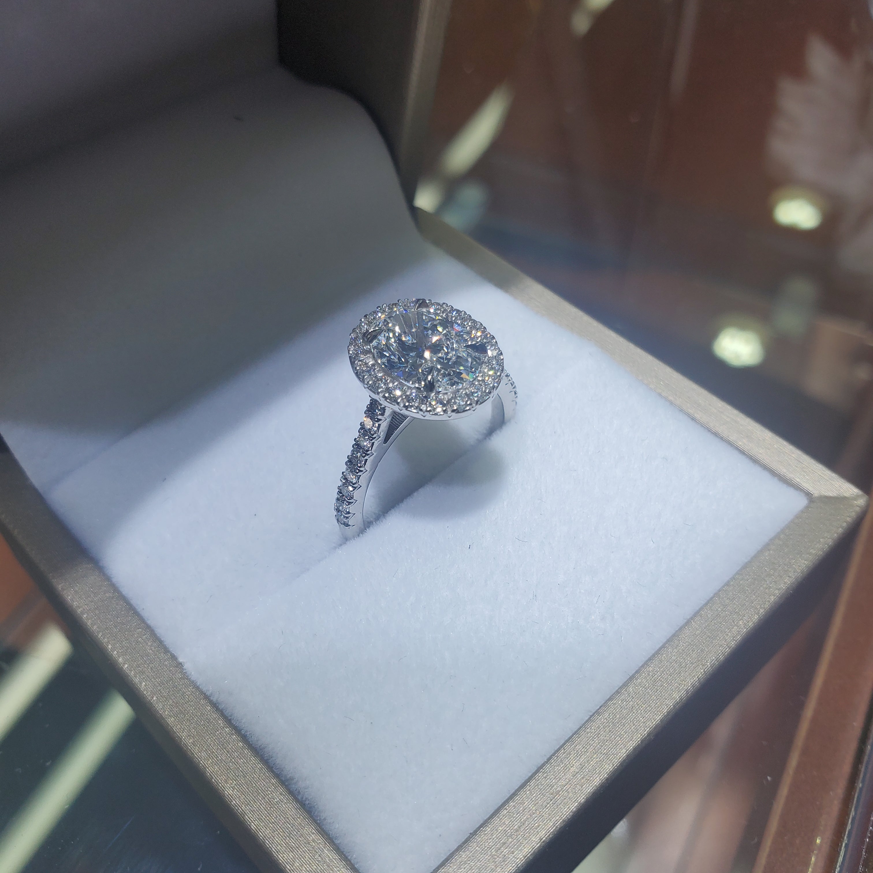 2.5 ct Oval Halo Micro Pave Engagement Ring image 1