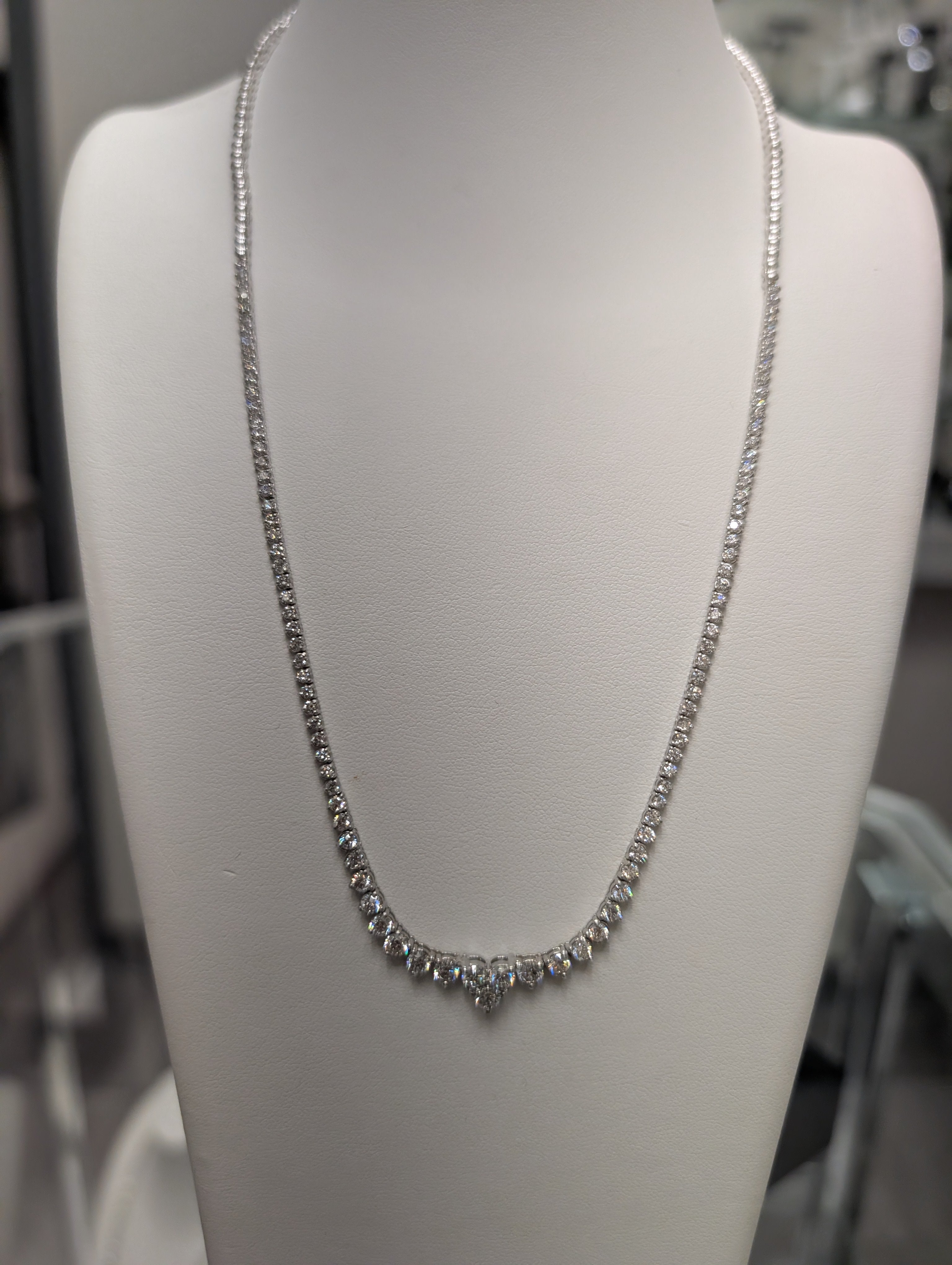 Heart Center Tapered Diamond Tennis Necklace image 0