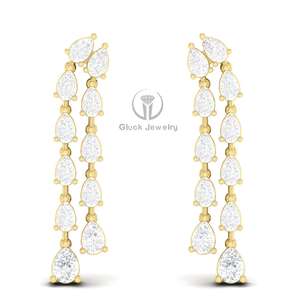 Double Row Pear Shape Diamond Earring image 5