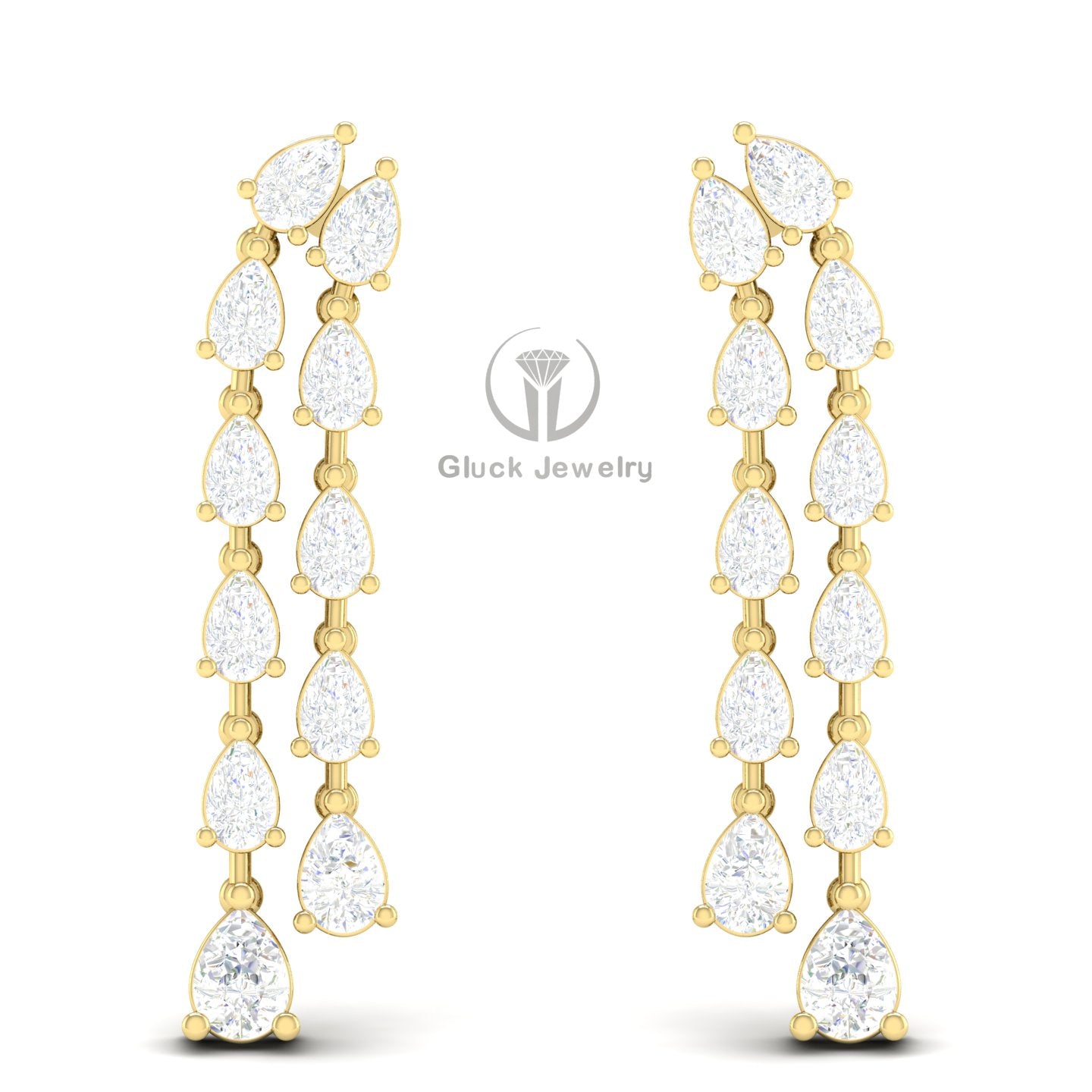 Double Row Pear Shape Diamond Earring image 5