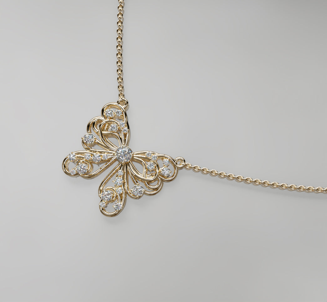 Butterfly Flower Fancy Diamond Pendant image 3