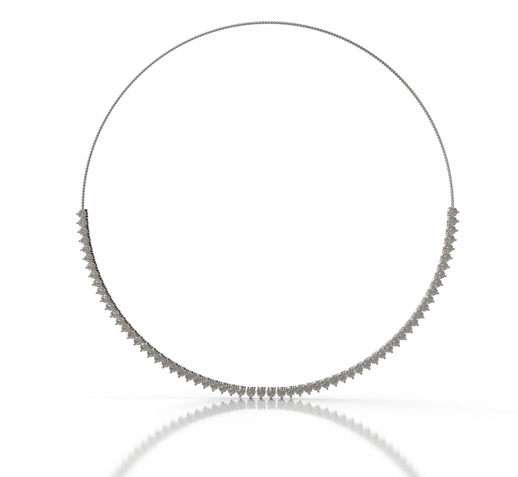 3 Prong Classic Diamond Tennis Necklace image 1