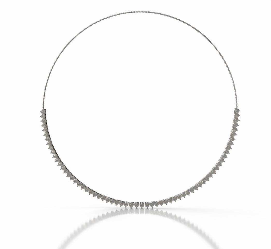 3 Prong Classic Diamond Tennis Necklace image 1