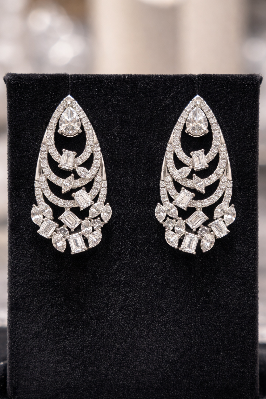 Radiant Teardrop Diamond Earrings � Art Deco Elegance image 1