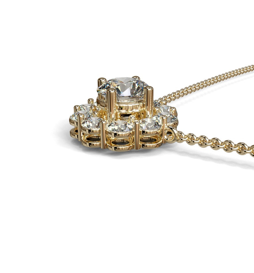2ct Center, 20 pts Sides Halo Pendant image 3