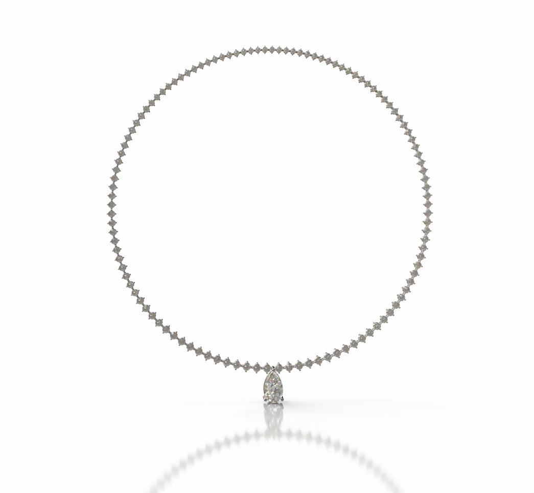 Tapered Link Pear Diamond  Necklace image 1