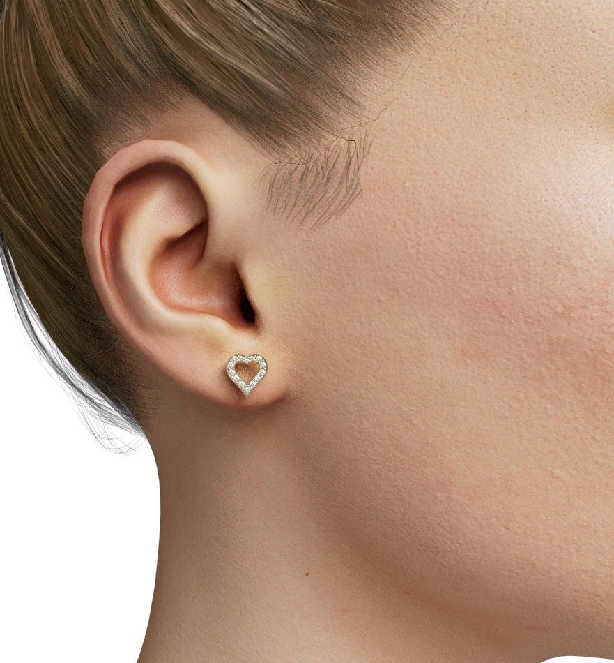 Heart Shape Diamond Stud Earring