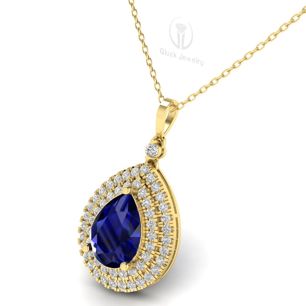 Double Halo Pear Shape Pendant image 10