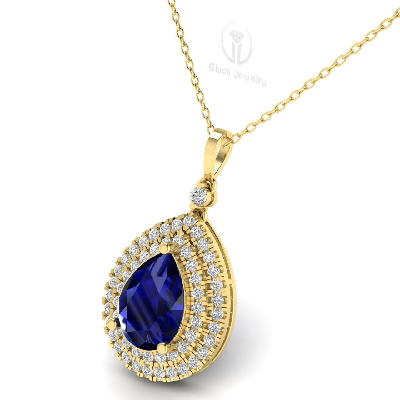 Double Halo Pear Shape Pendant image 10