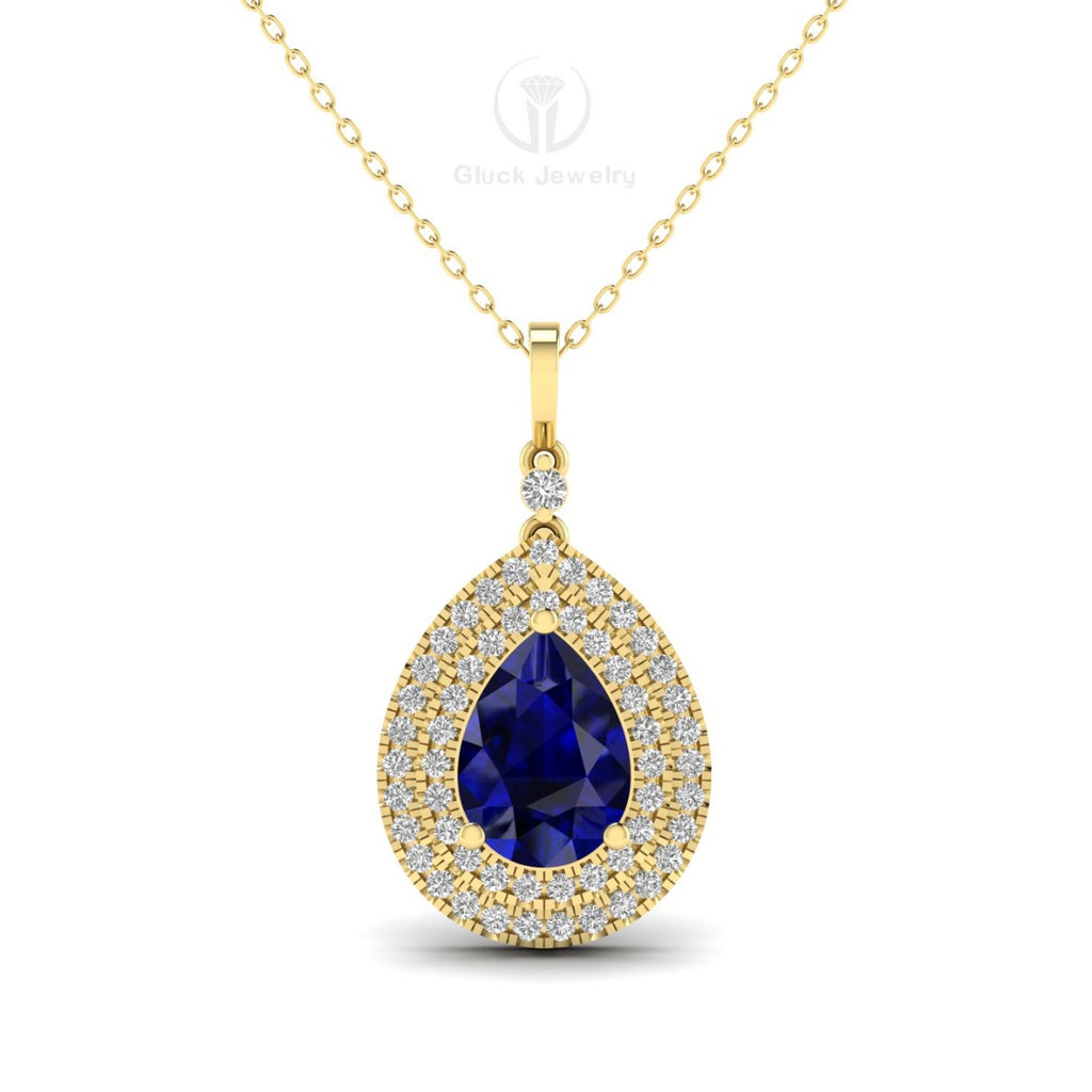 Double Halo Pear Shape Pendant image 12