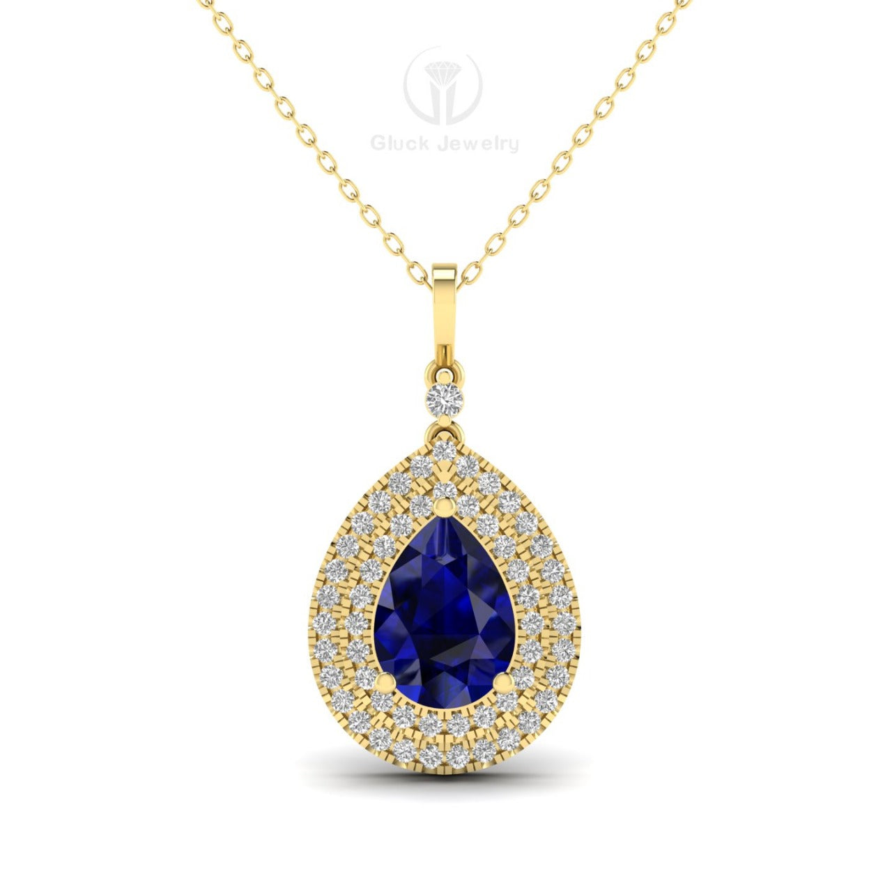 Double Halo Pear Shape Pendant image 12