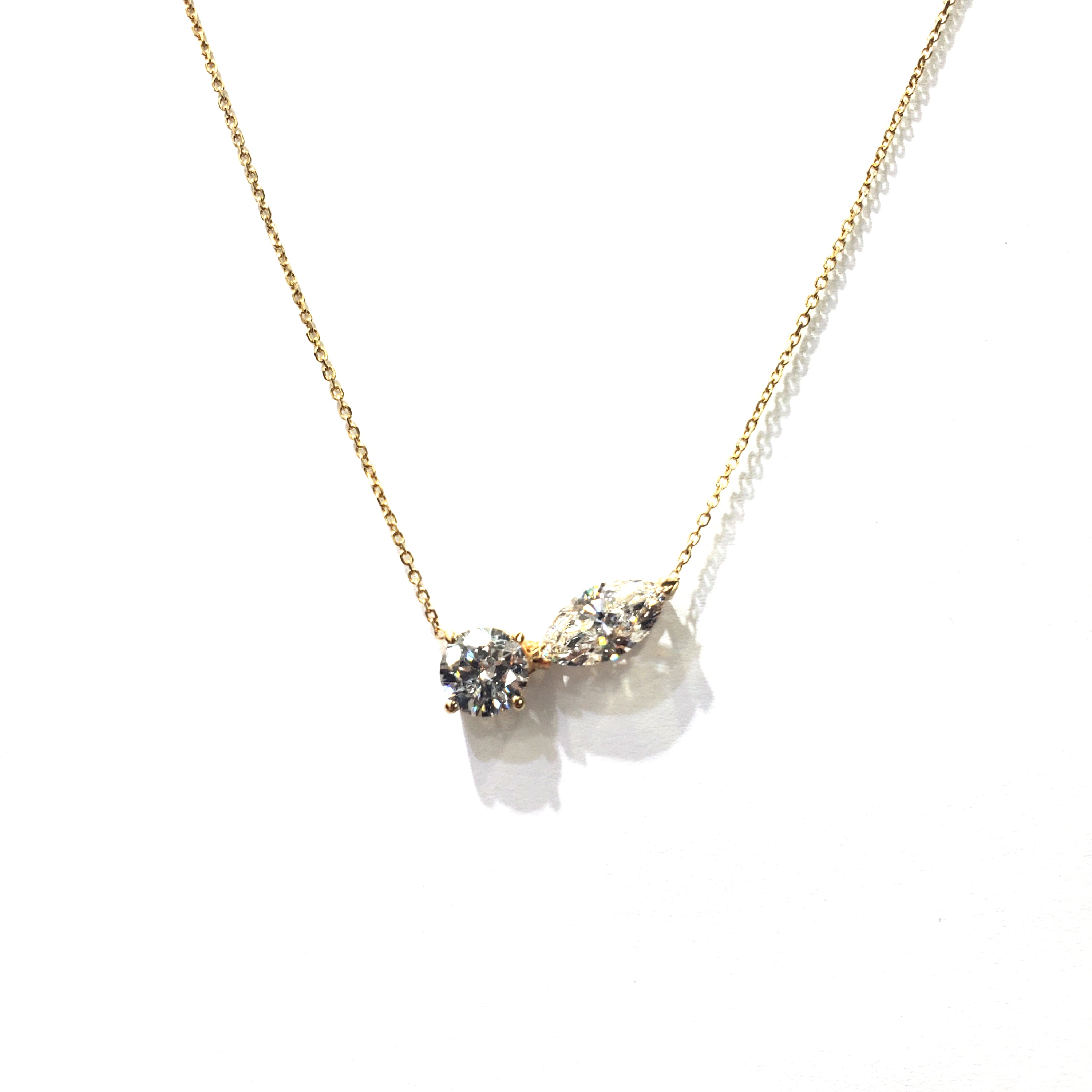 Round and Marquise Diamond Stud Pendant image 0