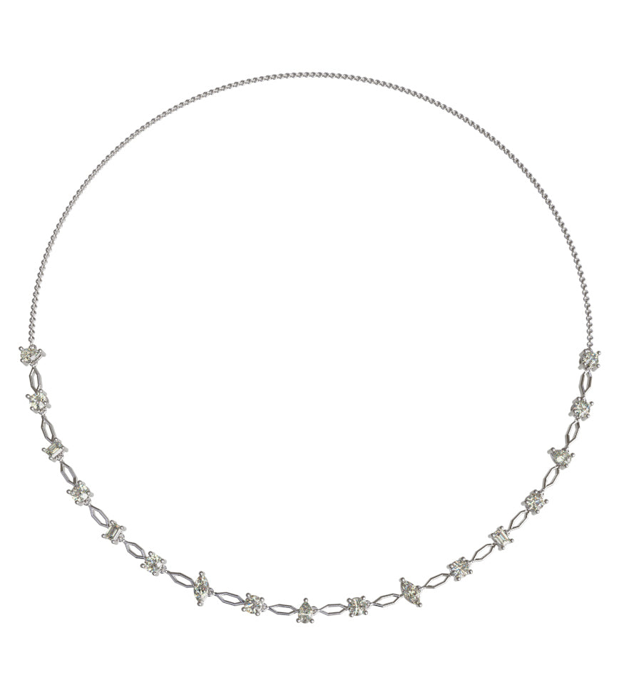Fancy Link Diamond Necklace 16" image 3