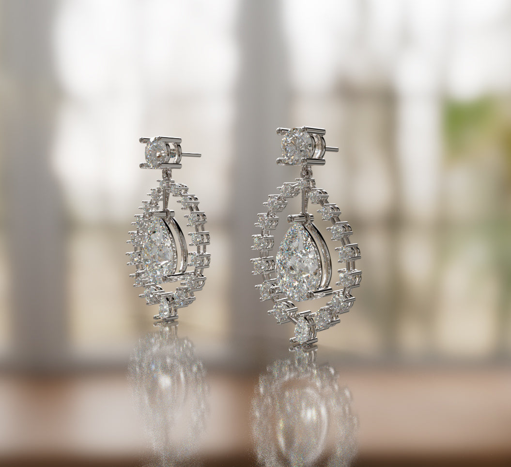 2.5ct Pear Shape and Diamond Dangle Earring image 1