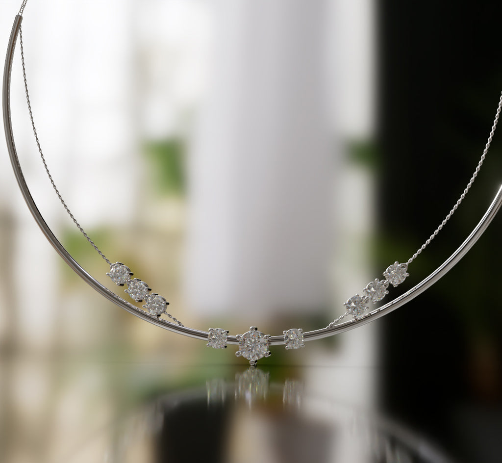 Double Row Chain Diamond  Necklace image 11
