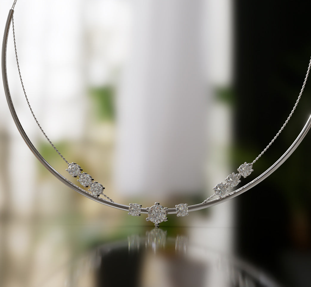 Double Row Chain Diamond  Necklace image 11