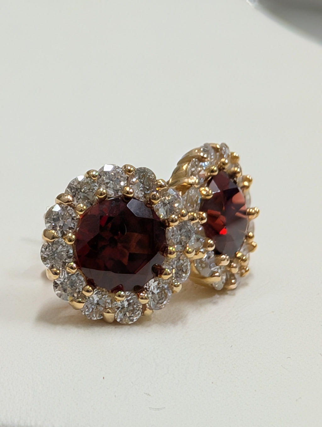 Martini Halo Genuine Garnet Stud Earring image 2