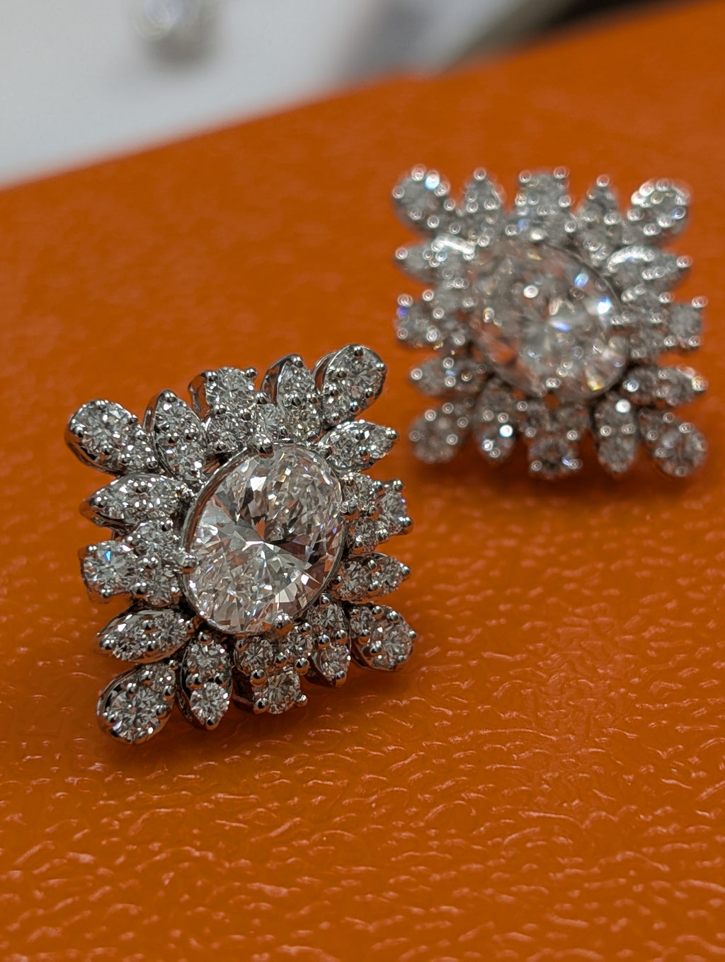 Oval Center Cluster Floral Stud Earring image 2