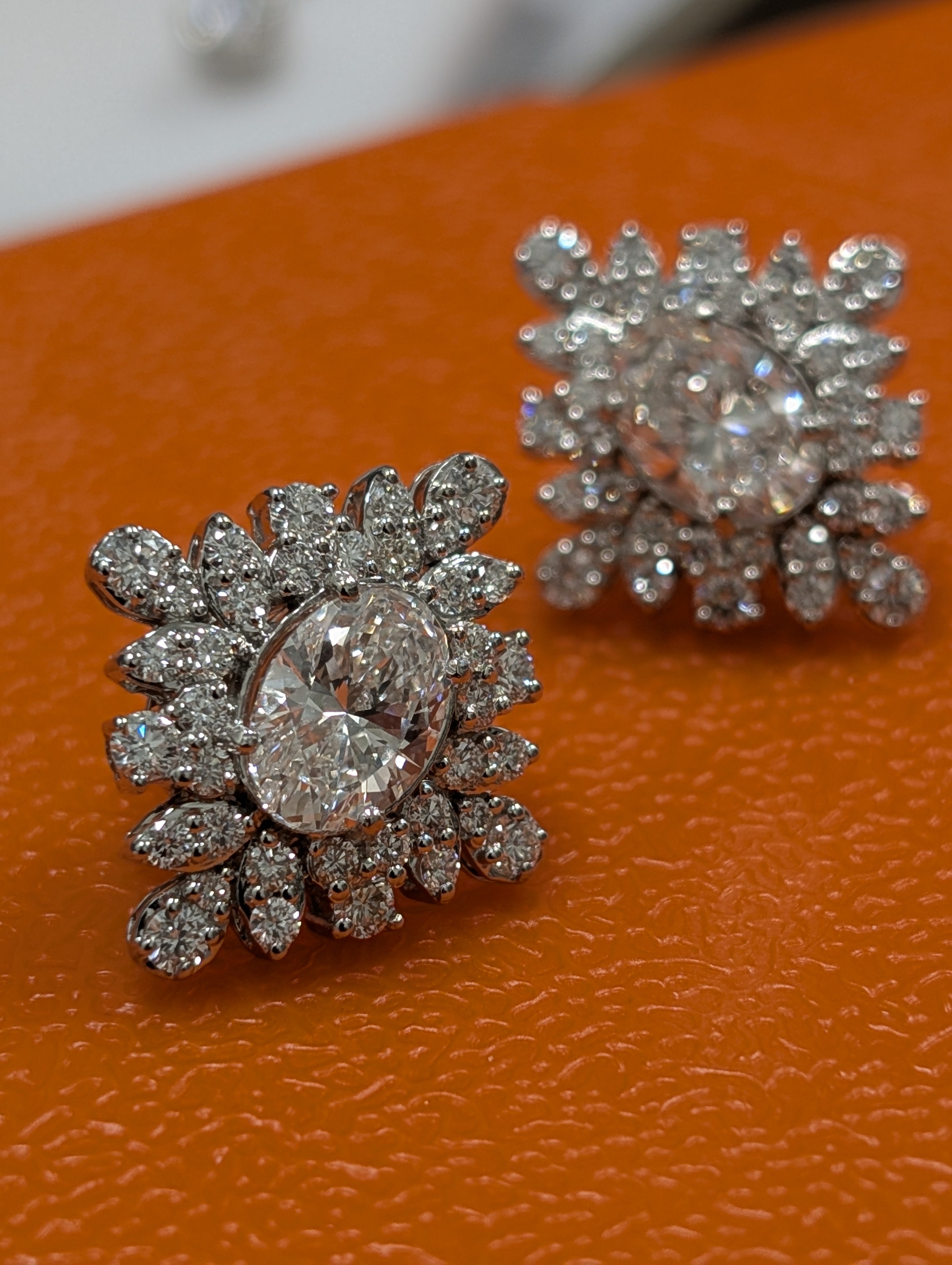 Oval Center Cluster Floral Stud Earring image 2