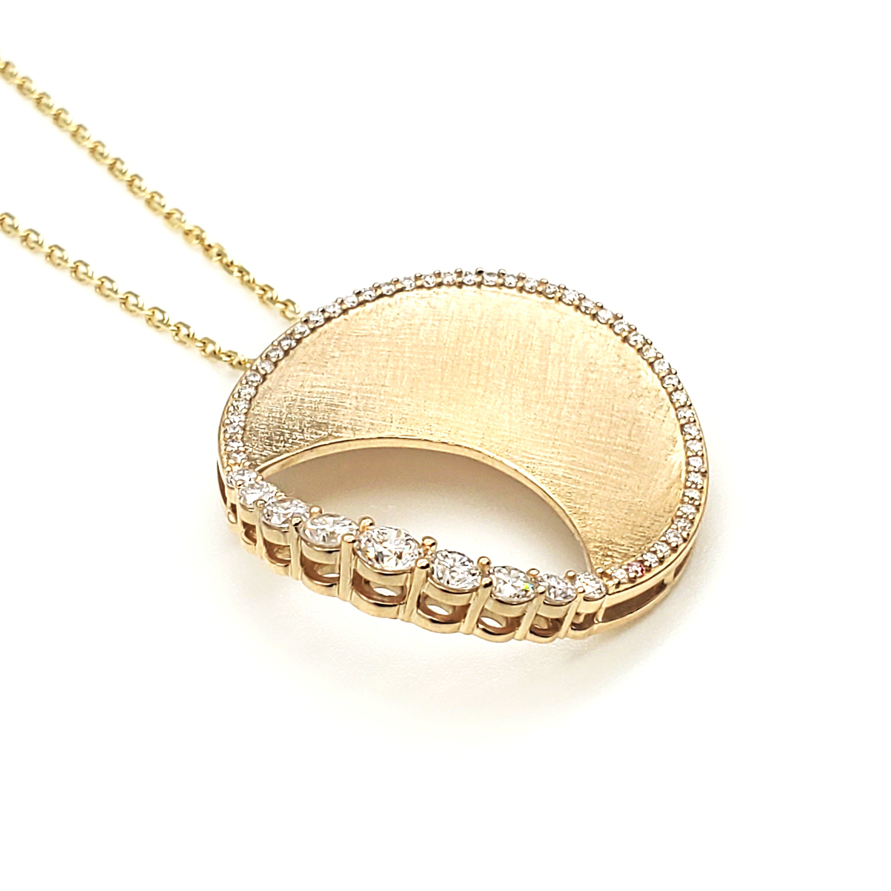 Half Moon Cross Satin Diamond Pendant image 2