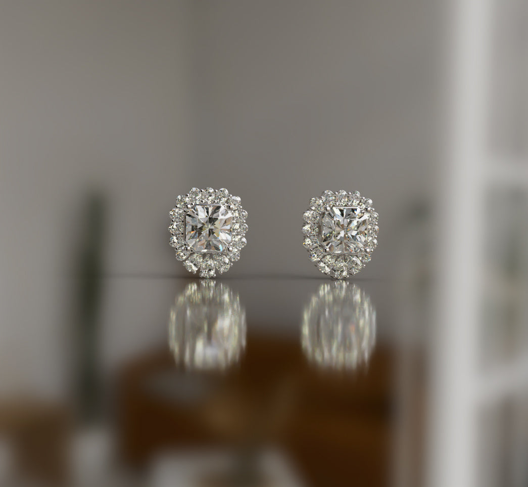 Radiant Center Diamond Stud Earring image 8