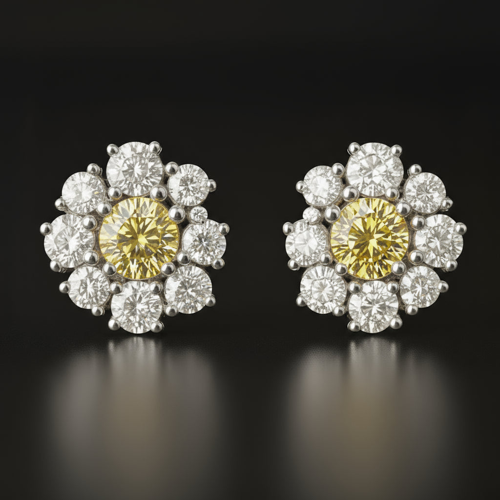 Golden Bloom Diamond Stud Earring image 0