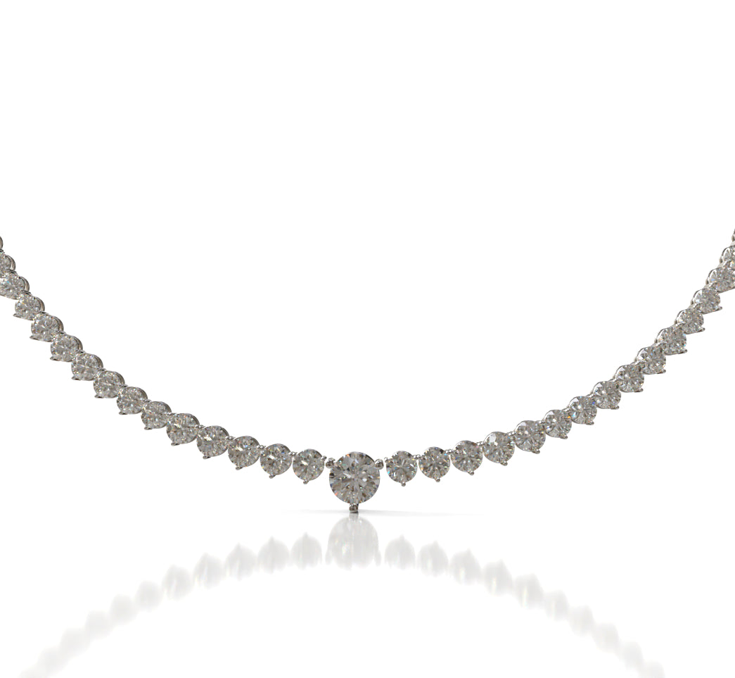Three Prongs Tapered Diamond Tennis Necklace image 0