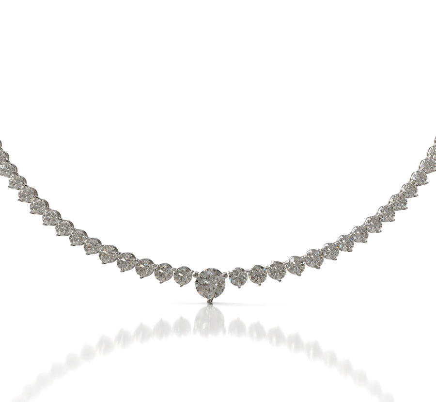 Three Prongs Tapered Diamond Tennis Necklace