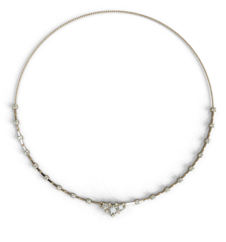 Three Stone Center Diamond Link Necklace image 6