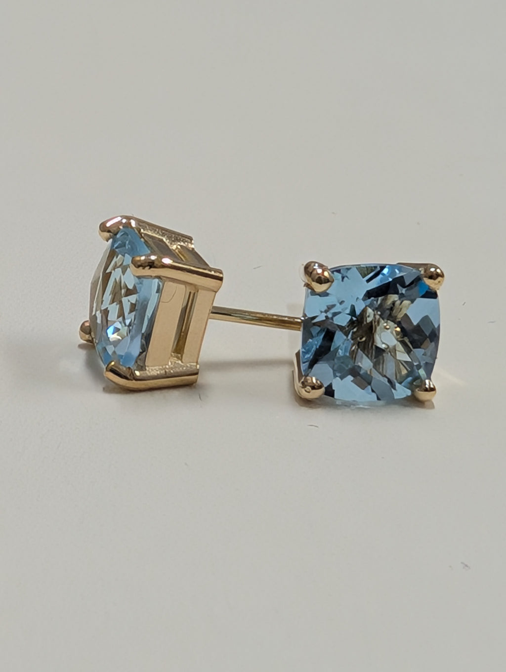 Cushion Cut Sky Blue Topaz Stud Earring image 3