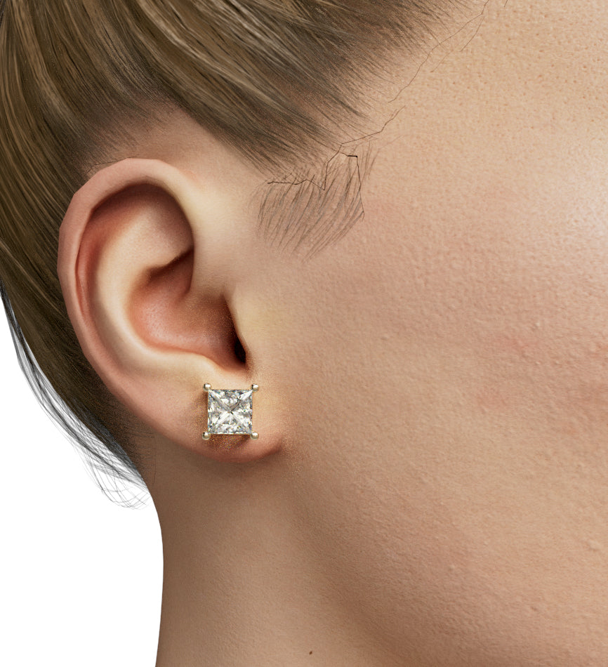 Princess Cut Stud Earring image 2